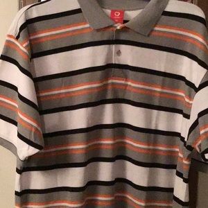 Shirt white, grey orange and black